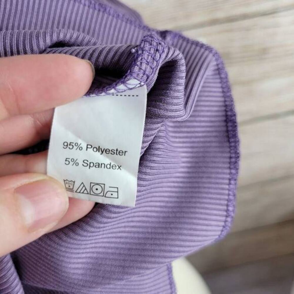 5/$25 SHEIN Scoop Neck Ribbed Henley Tee Lilac Purple Size Medium - Picture 6 of 7